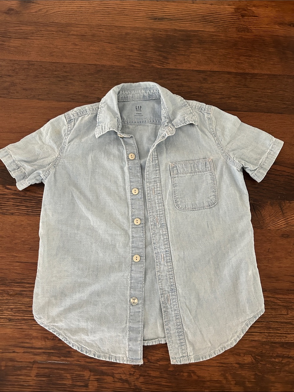 GAP Light Wash Short-Sleeve Denim Button-Down Shirt